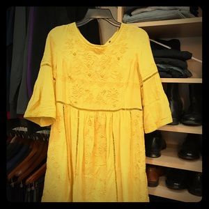 Mustard Anthropologie Day Dress